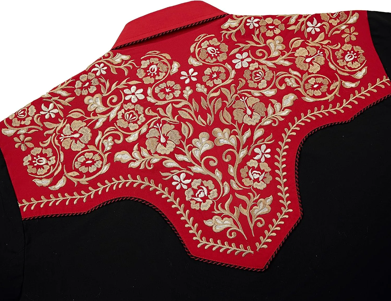 Western Embroidered Cowboy Shirts for Men, Casual Button Down Long Sleeve Shirt Floral Design Retro Shirt