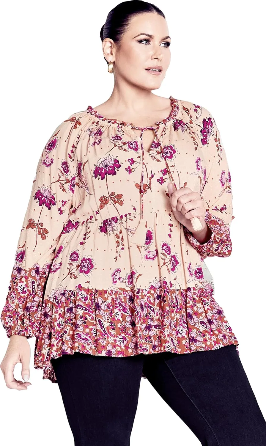 Women's Imari Empire Waist Spliced Top