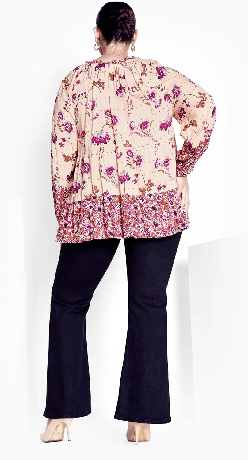 Women's Imari Empire Waist Spliced Top
