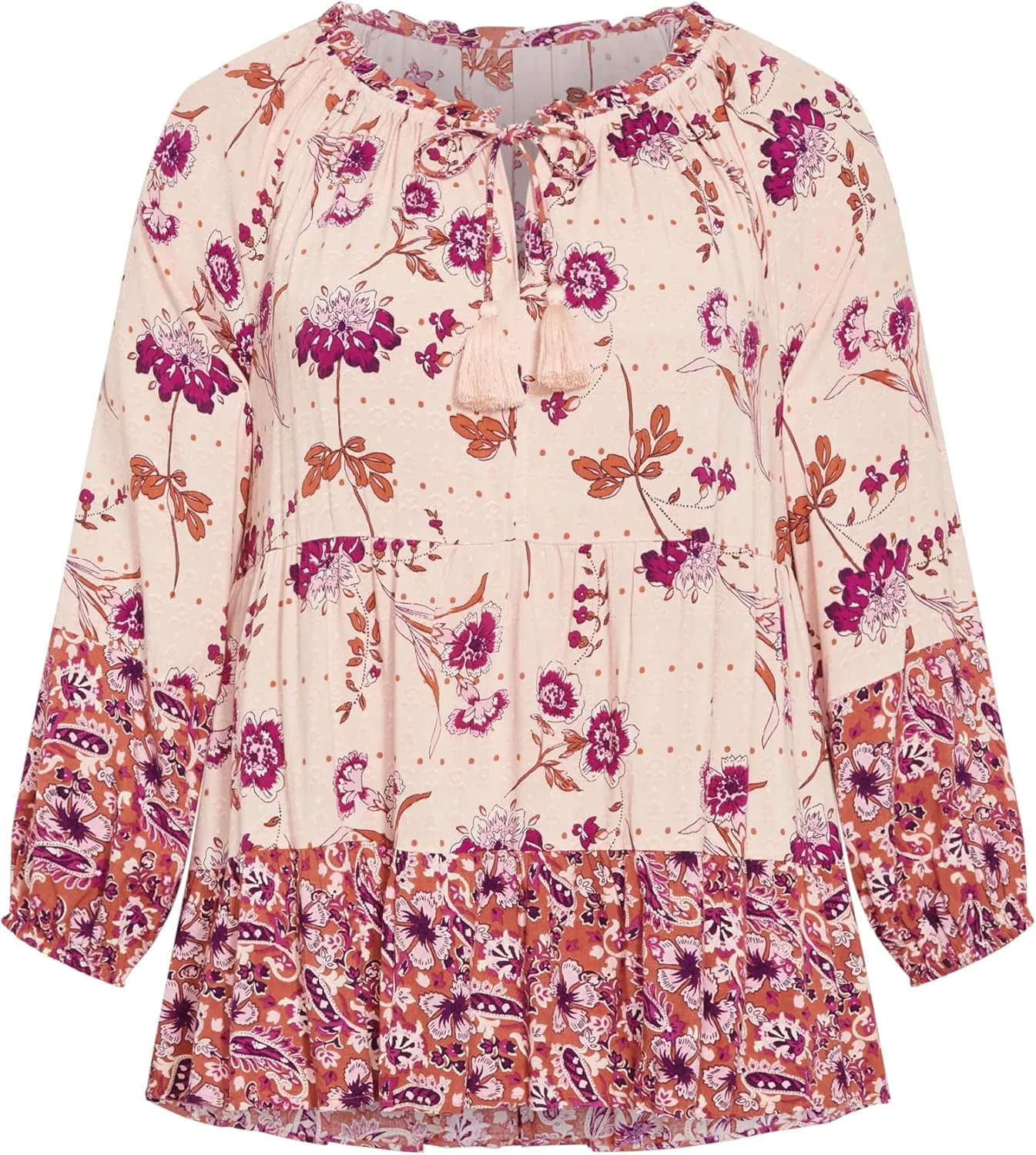 Women's Imari Empire Waist Spliced Top