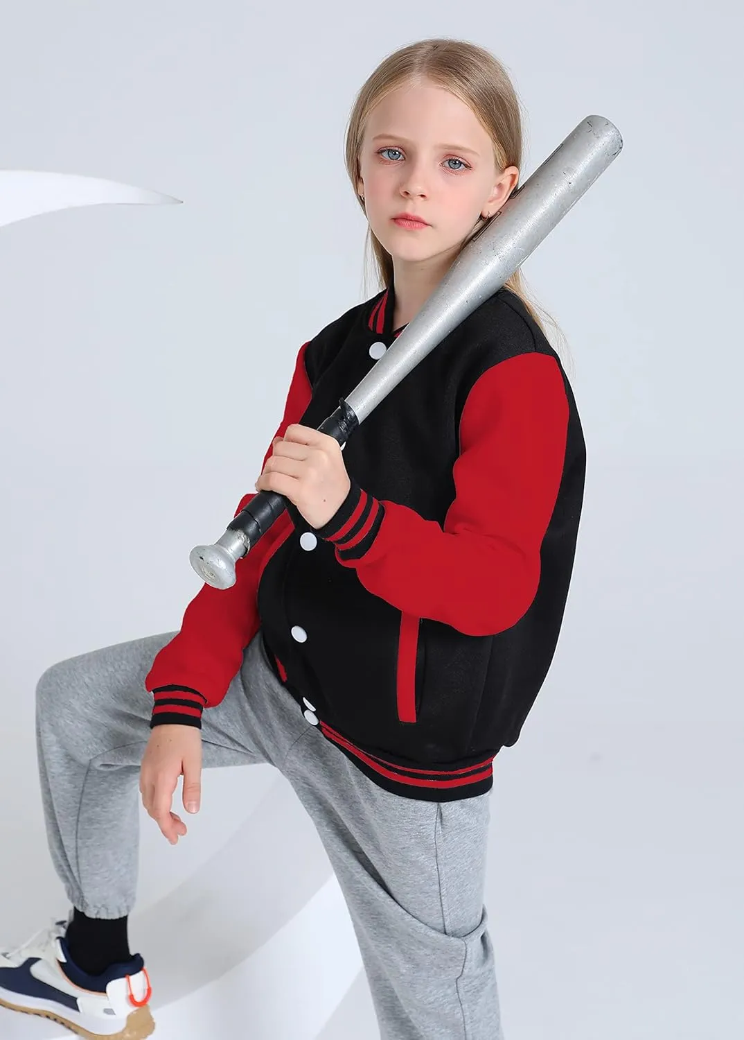 Yuji Itadori Girls Varsity Jacket Kids Baseball Lightweight Jacket Fleece Coat Button Closure School Outwear 2-14 Years