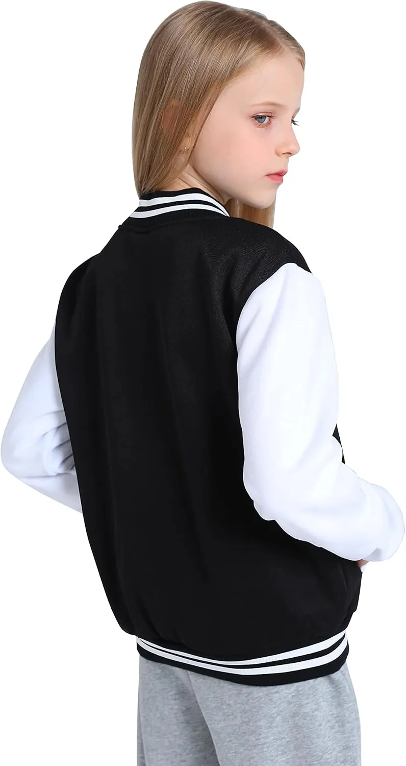 Yuji Itadori Girls Varsity Jacket Kids Baseball Lightweight Jacket Fleece Coat Button Closure School Outwear 2-14 Years
