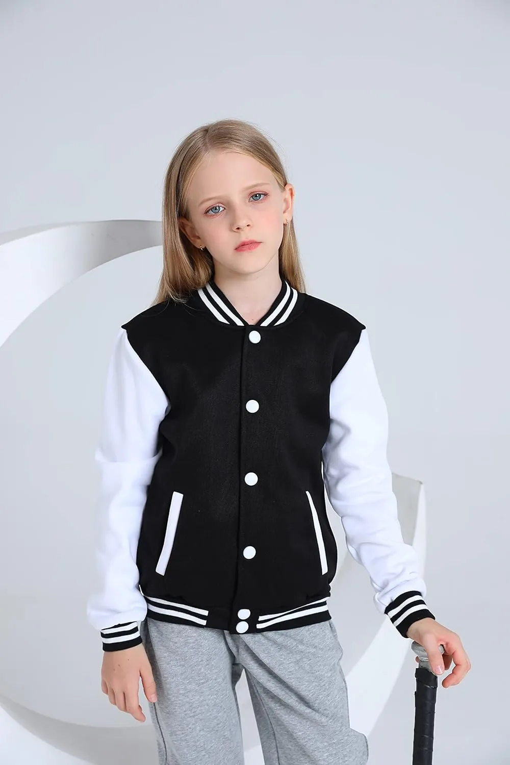 Yuji Itadori Girls Varsity Jacket Kids Baseball Lightweight Jacket Fleece Coat Button Closure School Outwear 2-14 Years