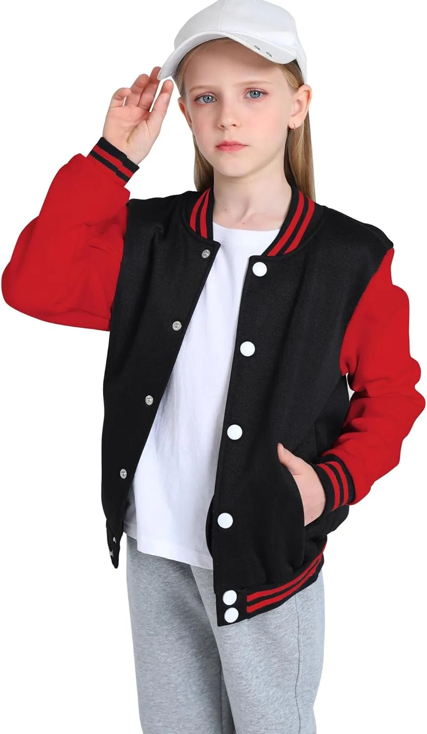 Yuji Itadori Girls Varsity Jacket Kids Baseball Lightweight Jacket Fleece Coat Button Closure School Outwear 2-14 Years