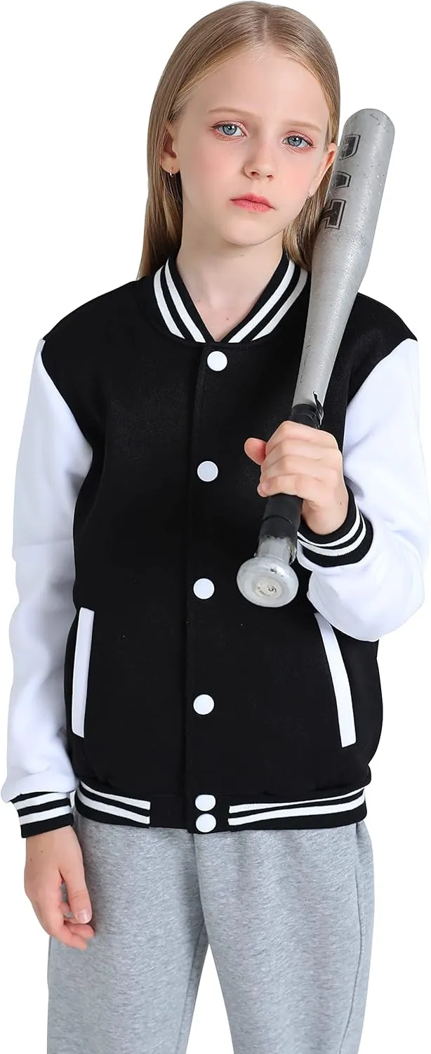 Yuji Itadori Girls Varsity Jacket Kids Baseball Lightweight Jacket Fleece Coat Button Closure School Outwear 2-14 Years