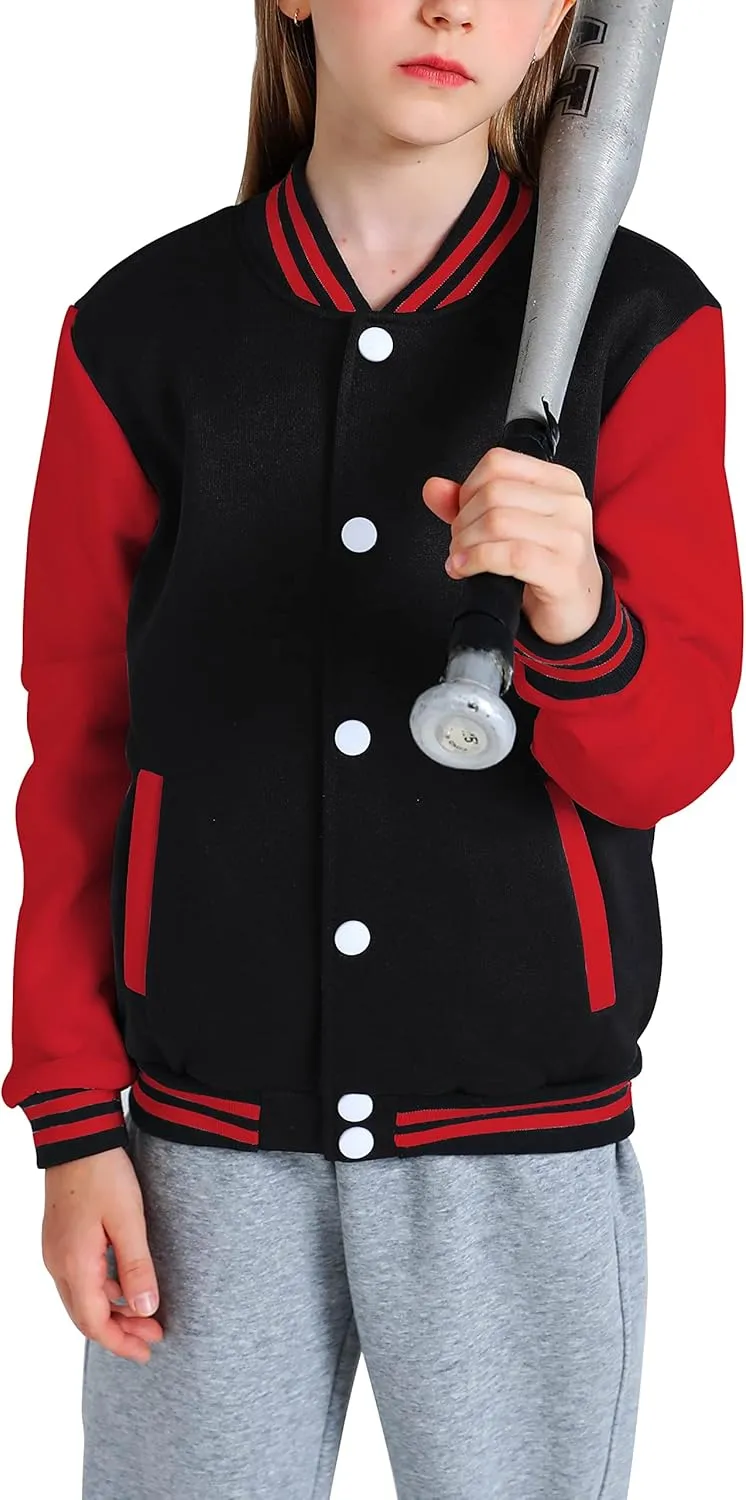 Yuji Itadori Girls Varsity Jacket Kids Baseball Lightweight Jacket Fleece Coat Button Closure School Outwear 2-14 Years